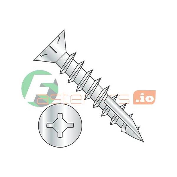 Newport Fasteners Wood Screw, #6, 3/4 in, Zinc Plated Steel Flat Head Phillips Drive, 10000 PK 655063 - main